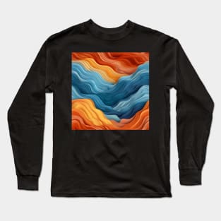 Abstract Orange And Blue Long Sleeve T-Shirt